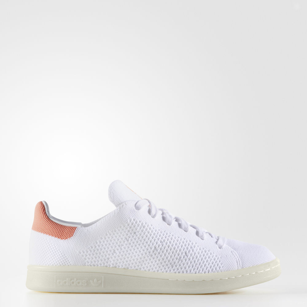 Adidas Stan Smith Primeknit - Originals γυναικεια - Ασπρα/Ασπρα/Πορτοκαλι,Μέγεθος: EU 36 – 54 2/3 (5